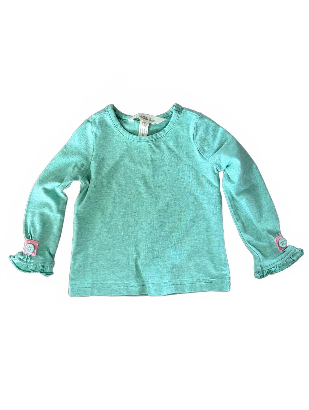 Matilda Jane Baby Girl Top 3-6 Months Aqua Mint Long Sleeve Ruffle Cuff